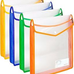 Shuban 4 Pcs Plastic File Folder Vertical Poly Envelope Expanding File Document Organizer FS Size with Snap Closure & Label Pocket Clear Colored File Pouch for Office Home Storage (Assorted Color)-7