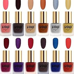 Volo Velvet Dull Matte Nail Polish Combo in Wholesale Rate(Dark Peach, Dark Wine, Skin Nude, Metallic Coral, Metallic Silver, Metallic Golden, Carrot Red 96 ml) Pack of 12-image-98
