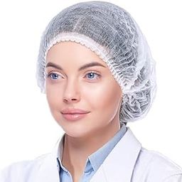 KAUSTA 100 Pcs Disposable Bouffant Caps – Non-Woven Hair Nets for Food Service, Labs, Hospitals, & Salons (White)-image-83