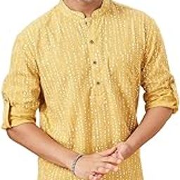 Men's Cotton Slub Regular Fit Kurta (110151919005_Honey Mustard_2XL)-image-41