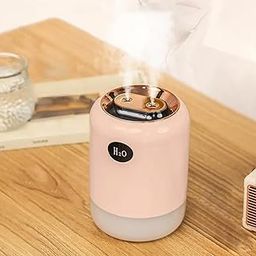 Double spray nozzle air atomizer home fogger mist USB ultrasonic air humidifier with LED light humidifier for room moisture, aroma diffuser for home, mist maker (pink air humidifier)-image-36