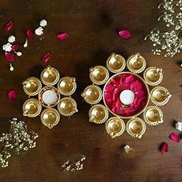 N R INTERNATIONAL Set of 2 Urli Bowl Set for Home Décor for Floating Flowers (Golden, Iron with Brass Finish) - Decoration Items for Living Room Pooja Uruli Bowls for Home Décor - House Warming Gifts-image-23