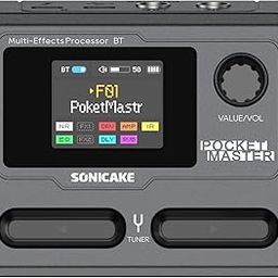 SONICAKE QME-10BK Pocket Master-Multi Effects Guitar Pedal with 9 Effects Modules 100 Drum Rhythms and Looper 100 Presets 20 Amp/Cab Electric Guitar Effects Processor OTG USB Audio Interface BT-9