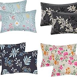COZY FURNISH Super Soft Brushed Microfiber Cotton Pillow Covers,Set of 4 (Total 8 Pcs) Pillow Covers,17X27(Inches) Super Soft and Breathable Envelope Closure Pillow Cases-1