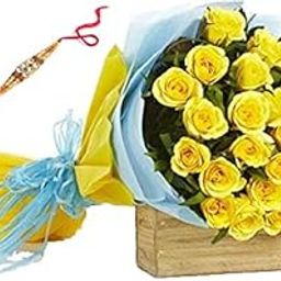 Floral Fantasy® Original Real Fresh Flower Bouquet For Rakhi Gift (Bunch Of 30 Yellow Roses with one Rakhi)-image-85