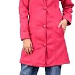 Girls/Women Fur Collar Full Sleeves Tweed Fabric Winter Wear Coat-130 Pink-L-picture-41