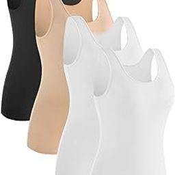 Womens Sleeveless Tank Tops Layering Tanks Undershirt Tank Top 3-4 Pack-image-27