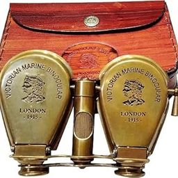 Victorian Marine Solid Brass Antique Binoculars, London 1915 Collection with Leather Case, Vintage Nautical Design with Leather Case- Birthday Gift, Ideas-image-92