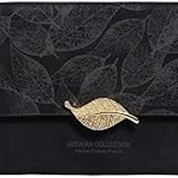 Tri-fold Wallet for Women - Stylish Cash, Cards Holder Ladies Leaf Wallets - Faux Leather Hand Purse (Black)-image-58