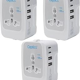 Ceptics Travel Adapter India to Europe, USA, UK, Australia, Africa, Chile, Italy, UAE & World Travel Plug Adapter, Safe Compact & Powerful USB Adapter (Universal Travel Adapter with Type C, 3-Pack)-13