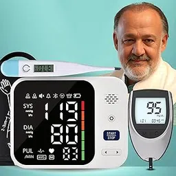 Aika (Combo Pack) AK-555 Automatic Measuring Rechargeable BP Monitoring Machine for Home, Accurate Measurement, Large Display & AK-33 Blood Glucose Monitor & AK-45 Digital Thermometer (1 Set)-image-101