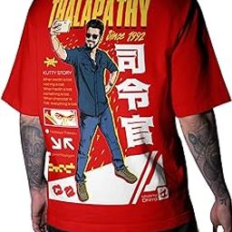 Stylish Cotton Unisex Thalapathy Vijay - Oversized T-Shirt – Soft, Breathable, Comfortable Fit – Trendy Casual Wear for Everyday, Gym & Sports - Red-image-20