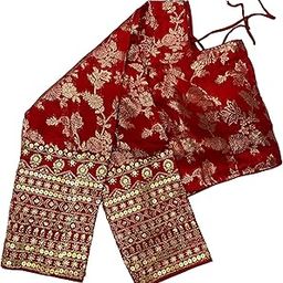 Women's Readymade Blouse with Golden Zari Embroidered Silk Blouse with Full Sleeves, Pack of 1-image-83