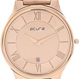 Men's Analog Watch for Men, 46mm Round Rose Gold Dial, Date Function, Steel Bracelet-image-87