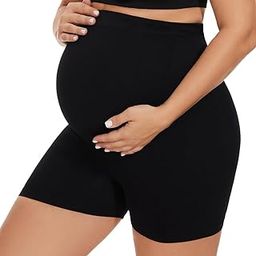 Evamomies Women's High Waist & Mid-Thigh Cotton Lycra Maternity Shorts|Pregnancy Panty|Maternity Panties Over The Belly for The Pre & Post Pregnancy-image-1