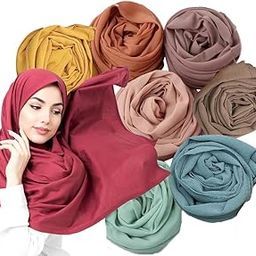 Women Soft Chiffon Georgette Scarves Shawl Stoles Long Scarf Wrap Head Scarves (Pack Of 8 Set), For Female, Purple-46