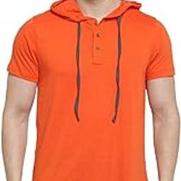 kalt Men's Half Sleeves Cotton Blend Hoodie (Orange)-picture-30