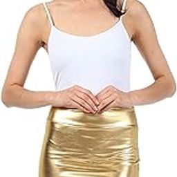 Women's Shiny Faux Leather Night Clubwear Sexy Mini Skirt Dress (XL, Golden)-image-74
