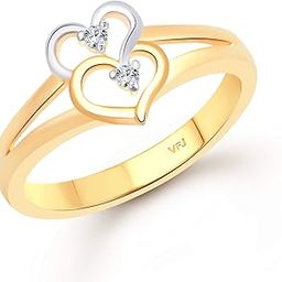 Gold And Rhodium Plated Alloy and Cubic Zirconia Dual Heart Ring for Women & Girls-image-13
