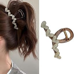 S.A.V.I 9cm Big Hair Clip for Women & Girls - Grey Green Heart Design, Strong Grip Claw Clip, Stylish & Durable Hair Accessory, Perfect for Dailyuse & Gifting - 1 Pc-image-69
