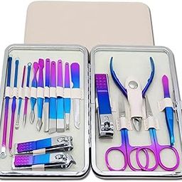 Rainbow Nail Clipper Set, 18 in-1 Stainless Steel Nail Manicure Kit, Nail Care Kit, Manicure Set, Womens Mens Grooming Kit, Professional Manicure Pedicure Kit-image-82