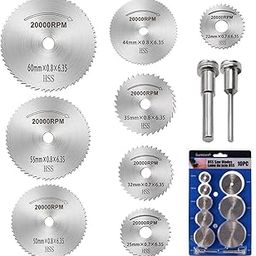 Sunkizzrs® Mini HSS Circular Saw Blades Rotating Tool/Steel Saw Disc Wheel Cutting Blades/Rotary Drill Saw Blades/Metal Circular Saw Set for Rotary Tools (8 pcs Saw Blade + 2 pcs Shank Mandrel)-image-8