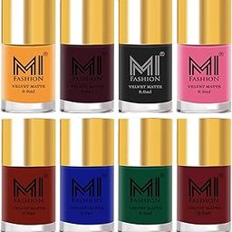 MI FASHION Velvet Matte Nail Polish Multicolors Combo Sets For Women (Classic Touch, Lasting Style-Top Coat) 9.9ml Each (Combo Sets-8)-image-72