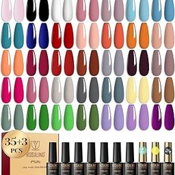ROSALIND 38PCS Gel Nail Polish Set, 35 Colors Gel Polish Set with Base Coat and Glossy & Matte Gel Top Coat Gel Nail Polish Starter Set Pink Red Green Blue Gel Nail Art Gifts for Women-image-89