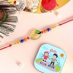 CraftVatika Rakhi with Magnet Set Gift for Brother Peacock Feather Rakhi for Brother Kids | Kids Rakhi | Rakhi for Kids, Fridge Magnet for Door Decoration Best Rakhi Gift-image-66
