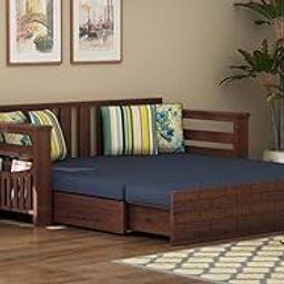 Solid Sheesham Wood 3 Seater Sofa Cum Bed with Storage and Side Pockets for Living Room | Three Seater Sofa Com Bed | Wooden Furniture Sofa Bed for Home | 3-Person Sofa | Walnut Finish-image-39