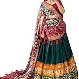Women's Tussar Silk With Patola Print And Foil Work Lehenga choli-picture-42