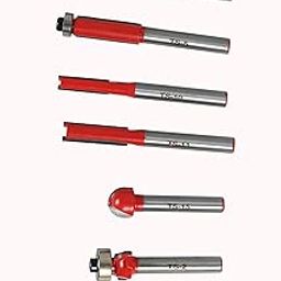 CAZAR 1/4"-6.35mm 6-pcs Electric Wood Router/Trimmer Bits for DCA/Dongcheng/Gaocheng Trimmers.-97