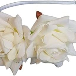 ™ Rose Flower Headband, Hairband,Handmade Hair Band For Girls & Women, Pack-01, Color-White-image-2