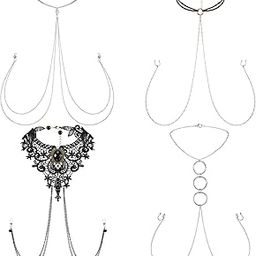 4 Pcs Non Piercing Bra Body Chain with Necklaces Body Chain Non Piercing with Chain Adjustable Bra Body Jewelry Non Piercing-image-18