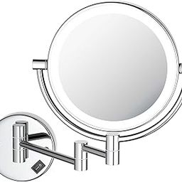 LED Magnifying Shaving Mirror for Bathroom, Makeup Mirror with Light, 5X Magnifying Dual Side Foldable Mirror (8 Inch, Chrome)-image-15