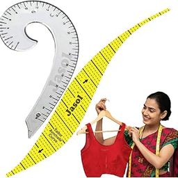 Sewing French Curve Scale and Sleeve Ruler Set | 2-Piece Transparent & Yellow Sewing Pattern Template | Tailoring Tools for Fashion Design & Sleeve Cutting-4