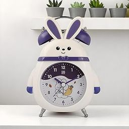 De'rons Twin Bell Analog Table Alarm Clock for Heavy Sleepers with Backlight Alarm Clock for Study Table Funny Cute Cartoon Rabbit Shape Alarm Clock for Girls Kids Boys Bedroom 11x 16 cm (Blue)-13