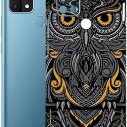 AtOdds Mobile Skin Sticker Wrap | Compatible for Oppo A15S | Scratchproof Matte Finish | Full Coverage for All Sides & Camera Protection (Black-Owl)-image-96