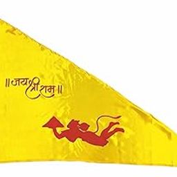 La Jarden LARGE 3x4.5 feet Bajrangbali Jai Shree Ram Printed Bhgwa Dhwaj carrying mountain; Pataka Religious, Spiritual Celebration Purpose Yellow color, All purpose Yellow flag, Mandir ka jhanda, Flag, Pitambari Temple flag, (Large Size 36x54 inches)-image-63