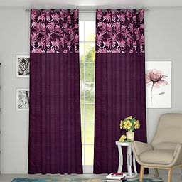 Homestic Leaf Print 2 Pieces Patio Sliding Door Curtain - Keep Warm Draperies, Sliding Glass Door Drapes,7 Feet (Pink)-image-55