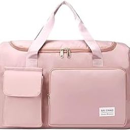 Nylon 44 cms Imported Travel Duffle Bag Sports Gym Shoulder Bag for Women with Wet Pocket & Shoe Compartment Weekender Overnight Travel Luggage Bag (44 x 18 x 29 cm) (Pink)-63