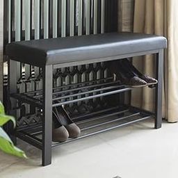 The Creatives Decor Metal Entryway Bench with Corduroy Cushion – Modern Ottoman Shoe Rack Bench for Bedroom Living Room Hallway Foyer Mudroom | End of Bed Decorative Storage Bench-1