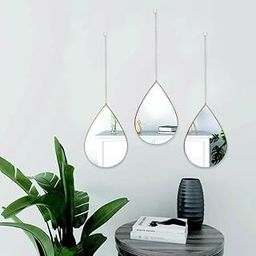 HOME ELEMENTS Wall Mirror Set with Hanging Chain (Pack of 3), Modern Decorative Golden Frame Mirror for Aesthetic Room Decor, Bathroom, Bedroom, Living Room (Teardrop)-image-28