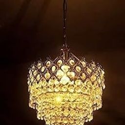 Zingy Mahaur Crystal Hanging Pendant Beautiful Jhumar Ceiling Lamp with s4 Crystal - (160mm_Golden)-image-6