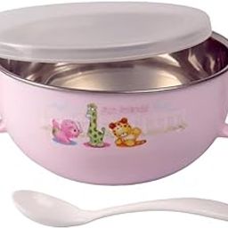 Regalo Toddler Bowls | Air Tight Stainless Steel Baby Feeding Bowl | BPA Free | Stay Warm Bowl with Spoon | Food Remains Warm- 550ML Capacity (Baby Pink)-image-14