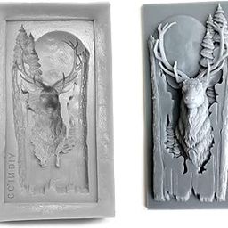 AIM Deer Head Pattern Silicone Mold DIY soap Resin Cement Frame Flexible and Reusable Silicone Mould-image-13