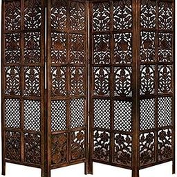 Habiba Art Store Wooden 5 Design Room Partition/Screen/Room Divider/Room Separator Traditional Handicrafts Mix Pattern (4 Panel)-image-13