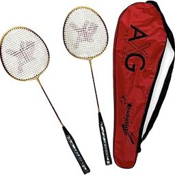 AXG NEW GOAL Thrasher Badminton Rackets Set of 2 with Cover Multicolor Strung Badminton Racquet (Red Yellow)-picture-31