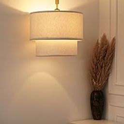 Divine Trends Double Decker Off White Cotton Fabric Hanging Pendant Light Antique Brass Finish | Hanging Lights for Living Room, Bedroom | Ceiling Lamps for Home Decoration | Pendant Lamps for Kitchen-image-24