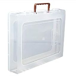 LOSOFY Multi-Purpose Rectangular Plastic Storage Box with Locks and Handle |Transparent Plastic Box for Saree, Laptop, Books & Clothes (17" X 14" X 2.5 Inch, 1)-18